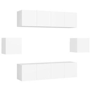 vidaXL 6 Piece TV Cabinet Set White Engineered Wood