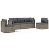 vidaXL 5 Piece Garden Lounge Set with Cushions Grey Poly Rattan