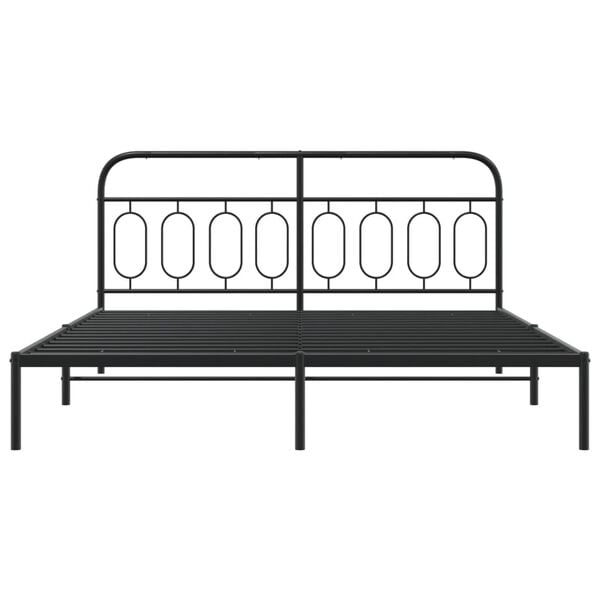 vidaXL Metal Bed Frame without Mattress with Headboard Black 180x200cm
