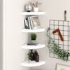 vidaXL Floating Corner Shelves 4 pcs White 25x25x3.8 cm MDF