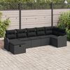 vidaXL Sofa Set with Cushion with Storage 7 pcs Black Poly Rattan