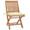 vidaXL Folding Garden Chairs with Cushions 4 pcs Solid Teak Wood