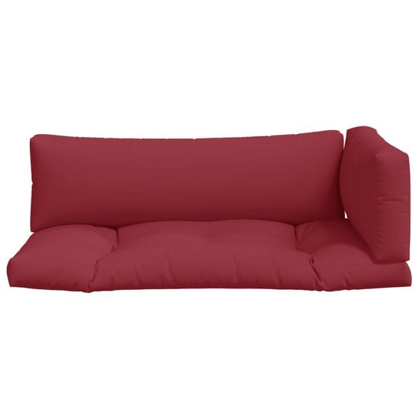 vidaXL Pallet Cushions 3 pcs Wine Red Fabric