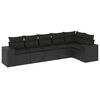 vidaXL 6 Piece Garden Sofa Set with Cushions Black Poly Rattan
