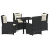 vidaXL Garden Dining Set 5 pcs Black Poly Rattan