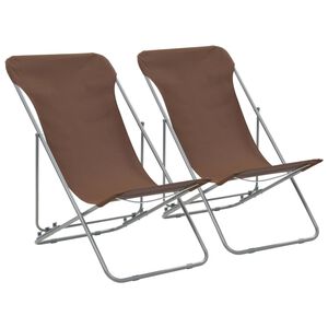 vidaXL Folding Chairs 2 pcs Steel and Oxford Fabric Brown