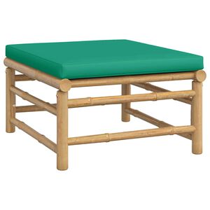 vidaXL Garden Footstool with Green Cushion Bamboo