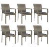 vidaXL 7 Piece Garden Dining Set with Cushions Grey Poly Rattan