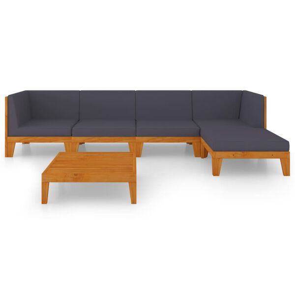 vidaXL 6 Piece Garden Lounge Set with Cushions Solid Acacia Wood