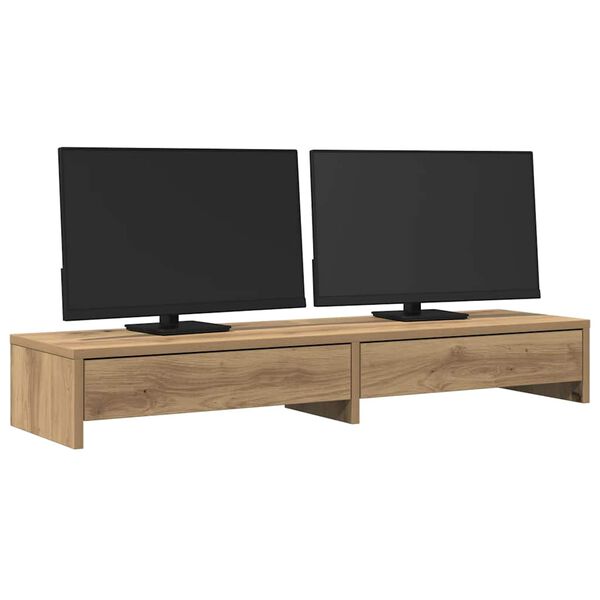 vidaXL Monitor Stand with Drawers Artisian Oak 100x27x15 cm Engineered Wood
