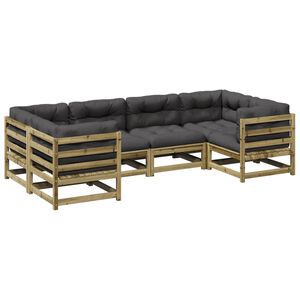 vidaXL 6 Piece Garden Sofa Set with Cushions Impregnated Wood&nbsp;Pine
