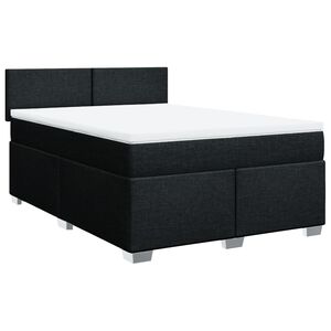 vidaXL Box Spring Bed with Mattress Black Double Fabric