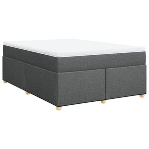vidaXL Box Spring Bed with Mattress Light Grey Queen Fabric