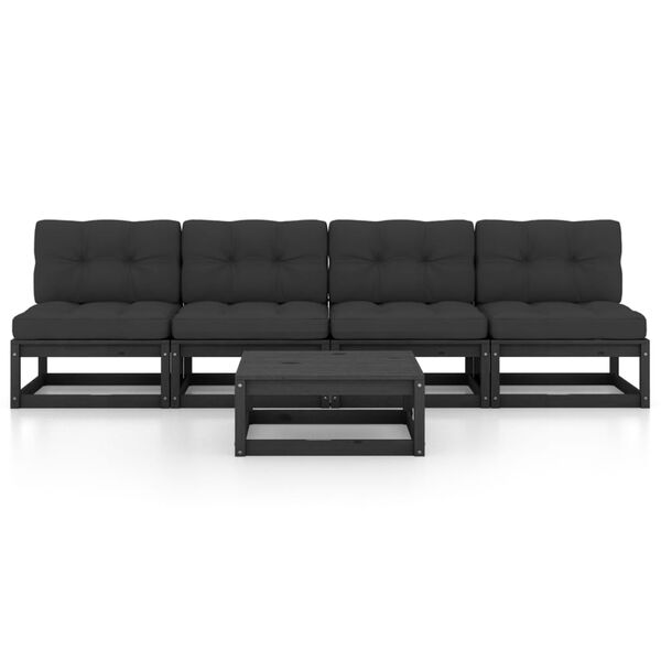 vidaXL 5 Piece Garden Lounge Set with Cushions Solid Pinewood