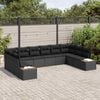 vidaXL Garden Sofa Set with Cushion 10 pcs Black Poly Rattan