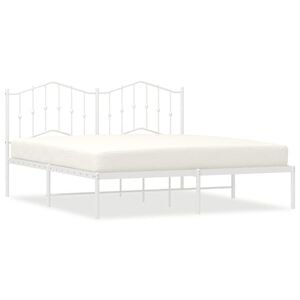 vidaXL Metal Bed Frame without Mattress with Headboard White 180x200cm