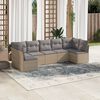 vidaXL 7 Piece Garden Sofa Set with Cushions Beige Poly Rattan