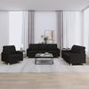 vidaXL 3 Piece Sofa Set with Cushions Black Fabric