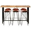 vidaXL 7 Piece Bar Set Solid Wood Acacia and Real Leather