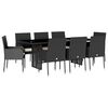 vidaXL 9 Piece Garden Dining Set with Cushions Black Poly Rattan