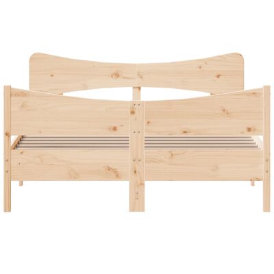 vidaXL Bed Frame with Headboard 150x200 cm King Size Solid Wood Pine