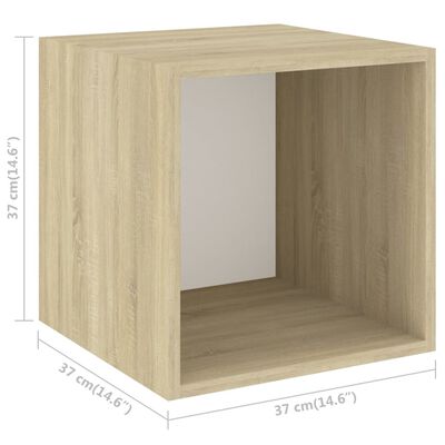 vidaXL Wall Cabinet White and Sonoma Oak 37x37x37 cm Engineered Wood