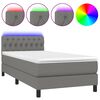 vidaXL Box Spring Bed with Mattress&LED Dark Grey 100x200cm Fabric