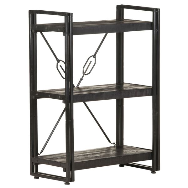 vidaXL 3-Tier Bookcase Black 60x30x80 cm Solid Mango Wood