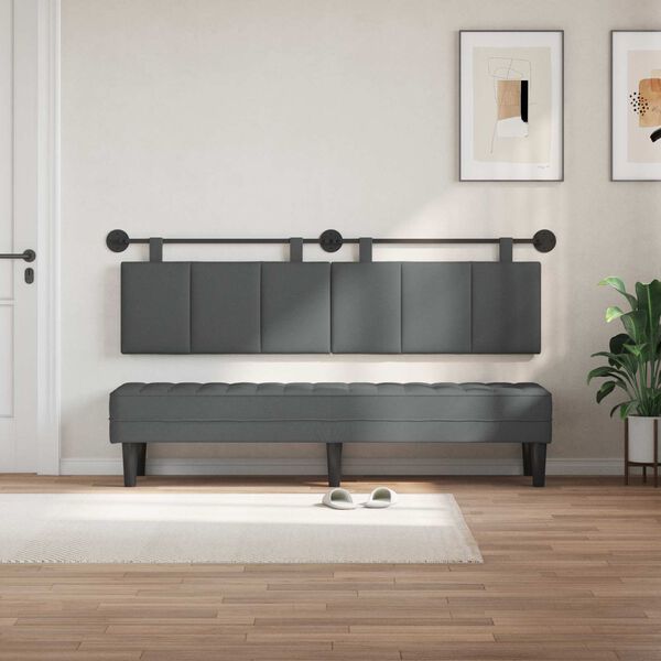 vidaXL Hanging Headboard Wall-mounted Dark Grey 170 x 55 x 5 cm Fabric