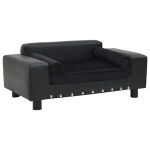 vidaXL Dog Sofa Black 81x43x31 cm Plush and Faux Leather
