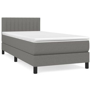 vidaXL Box Spring Bed with Mattress Dark Grey 100x200 cm Fabric