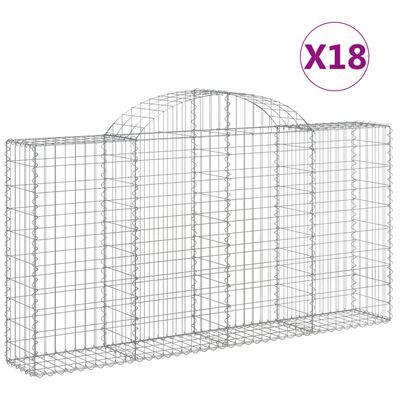 vidaXL Arched Gabion Baskets 18 pcs 200x30x100/120 cm Galvanised Iron