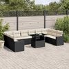 vidaXL 11 Piece Garden Sofa Set with Cushions Black Poly Rattan