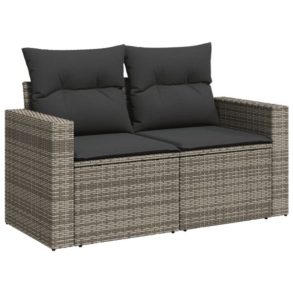 vidaXL 9 Piece Garden Sofa Set with Cushions Grey Poly Rattan