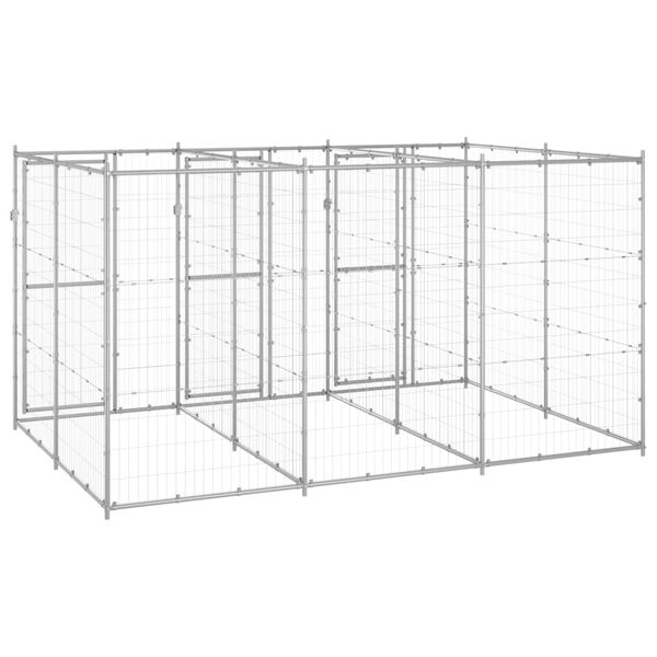 vidaXL Outdoor Dog Kennel Galvanised Steel 7.26 m&sup2;