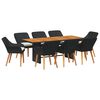vidaXL Garden Dining Set 9 pcs Black Poly Rattan