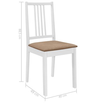 vidaXL Dining Chairs with Cushions 4 pcs White Solid Wood