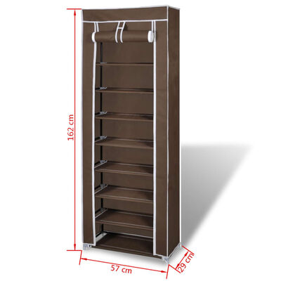 Fabric Shoe Cabinet with Cover 162 x 57 x 29 cm Brown