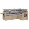 vidaXL 4 Piece Garden Sofa Set with Cushions Beige Poly Rattan