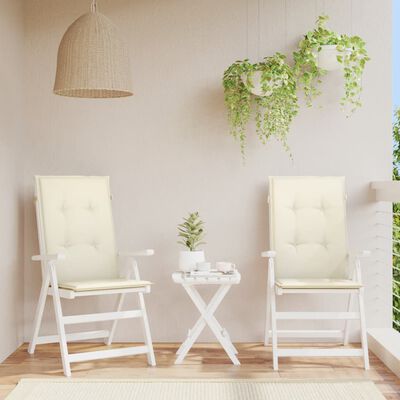 vidaXL Garden Highback Chair Cushions 2 pcs Cream 120x50x3 cm Fabric