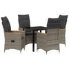 vidaXL Garden Dining Set with Cushion 5 pcs Grey Poly Rattan