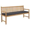 vidaXL Garden Bench with Anthracite Cushion 175 cm Solid Teak Wood