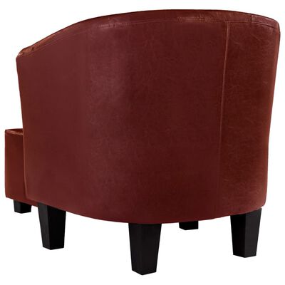 vidaXL Tub Chair with Footstool Wine Red Faux Leather