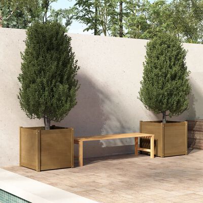 vidaXL Garden Planters 2 pcs Honey Brown 60x60x60 cm Solid Pinewood
