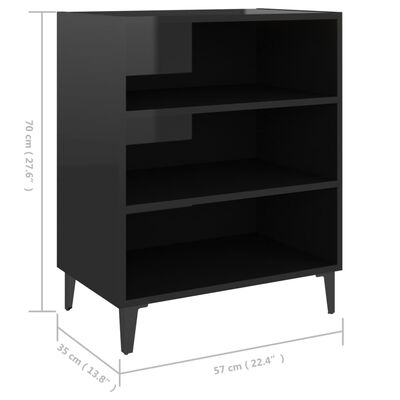 vidaXL Sideboard High Gloss Black 57x35x70 cm Engineered Wood