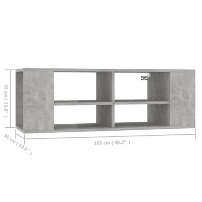 vidaXL Wall-Mounted TV Cabinet Concrete Grey 102x35x35 cm Engineered Wood