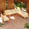 vidaXL 9 Piece Garden Lounge Set with Cream Cushions Solid Pinewood