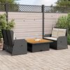 vidaXL 3 Piece Garden Lounge Set with Cushions Black Poly Rattan