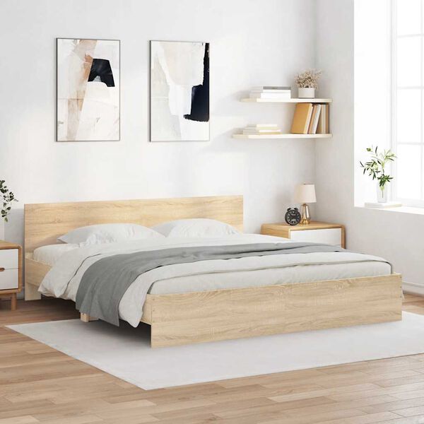 vidaXL Bed Frame without Mattress Sonoma Oak 180x200 cm Super King