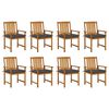 vidaXL Garden Chairs with Cushions 8 pcs Solid Acacia Wood